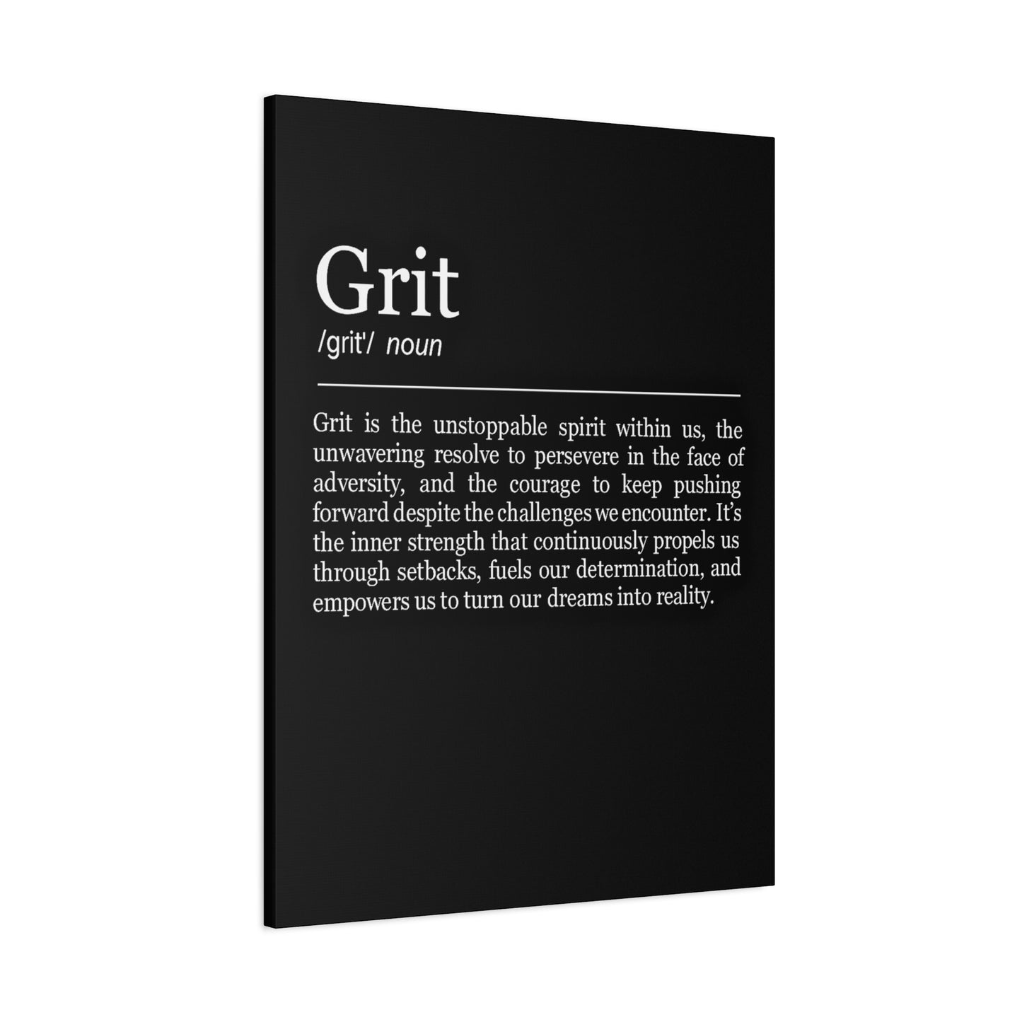 Grit Definition Canvas - Resilience and Determination Wall Art