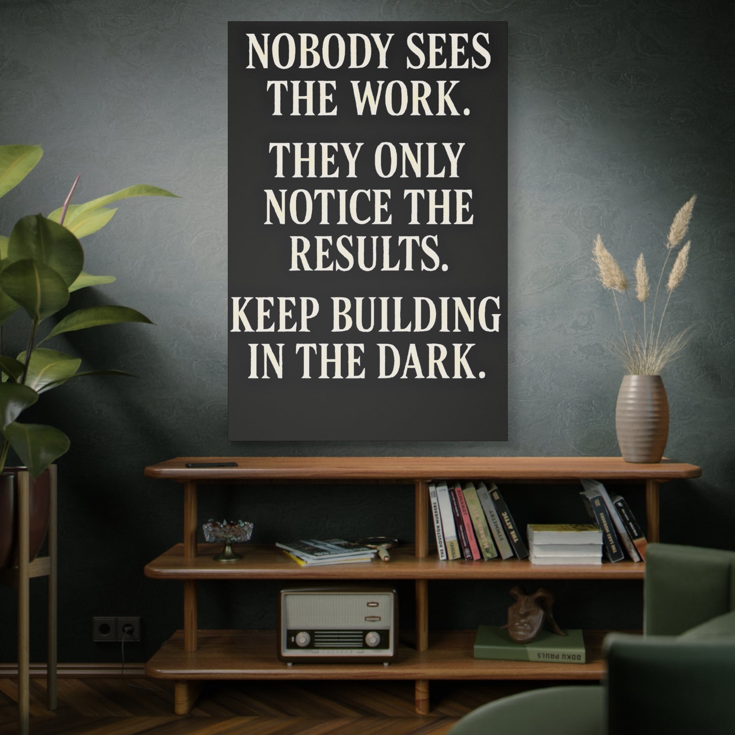 Build In The Dark Canvas - Grit Motivational Canvas